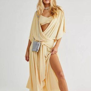 NWT Free People Yellow Kauai Midi Dress - Small